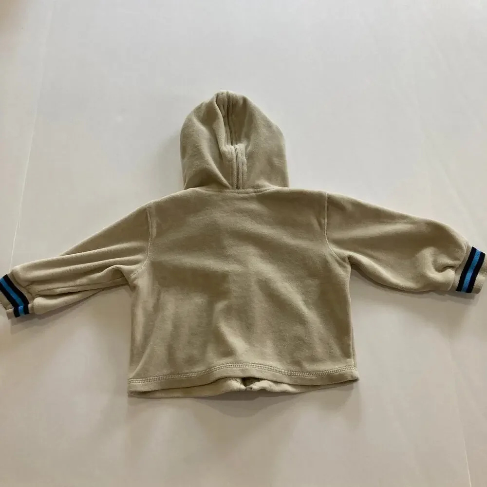Vintage Y2K Carter's Toddlers 18 Month Velour Tracksuit Jacket Beige Tan